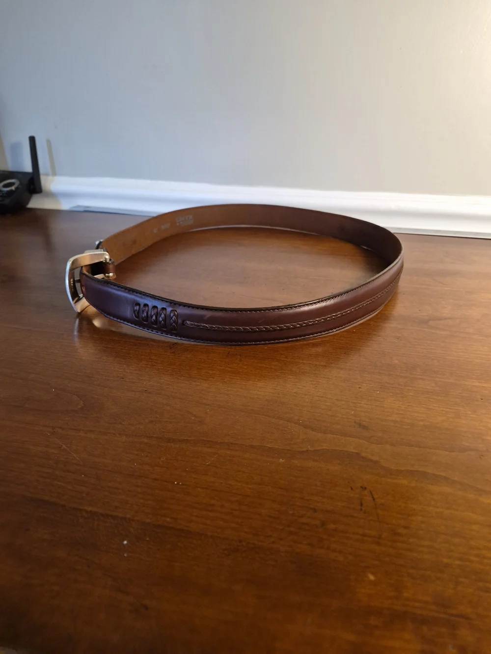 Brighton Men's Dark Brown Leather Belt with Silver Buckle Size 42